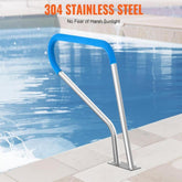 Pool Handrail, 39 x 32 inch Railing, Stainless Steel with Base Plate for Indoor/Outdoor Pools, Safety Railing for Decks, Rust-Proof Grab Bar w/Grip Cover & Accessories for Spas